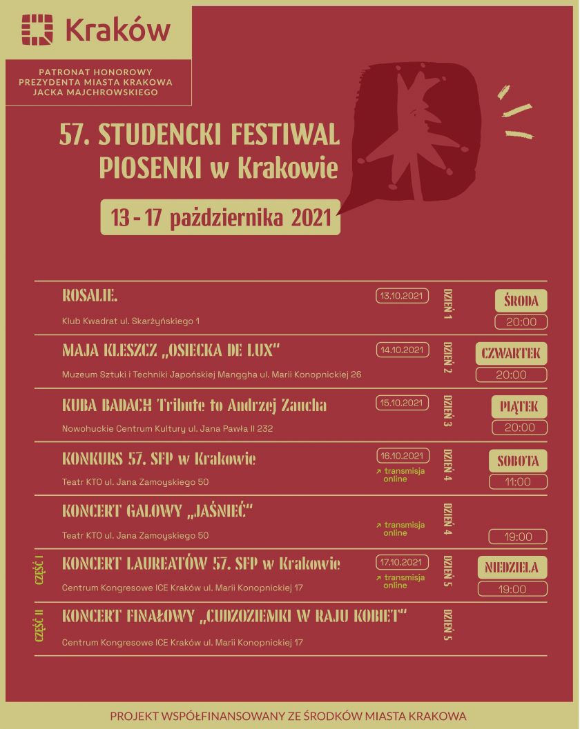 57. Studencki Festiwal Piosenki w Krakowie