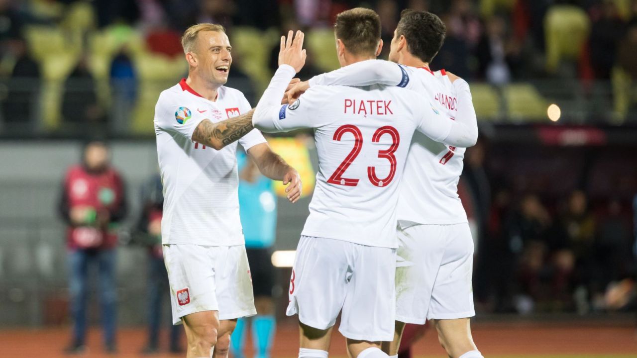 Kamil Grosicki, Krzysztof Piątek i Robert Lewandowski (fot. Getty Images)