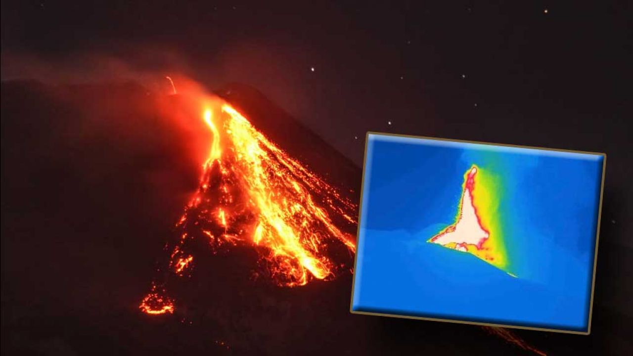 Wybuch Etny w kamerze termowizyjnej (fot. Associazione Italiana di Vulcanologia; Getty Images / Barcroft Media via Getty Images))