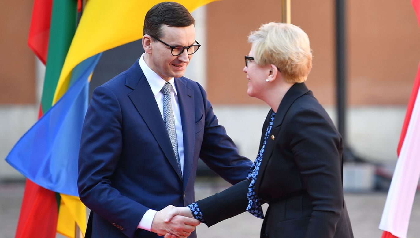 Premier Litwy Ingrida Šimonyte i premier Mateusz Morawiecki (fot. arch.PAP/Radek Pietruszka)