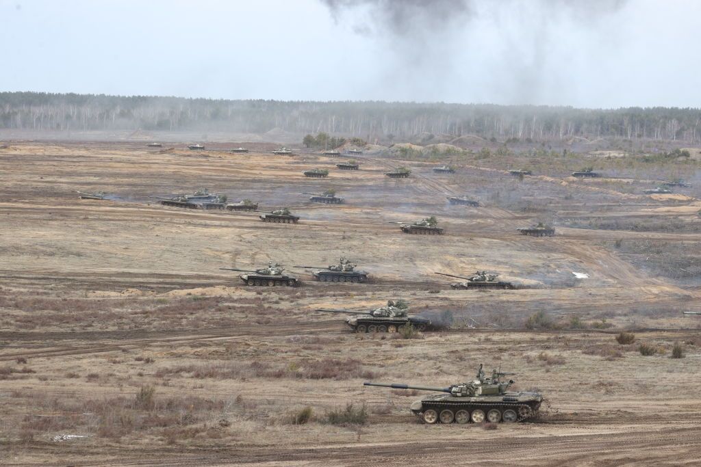 Расейска-беларускія вучэнні «Саюзная рашучасць – 2022».Фота: Stringer / Anadolu Agency via Getty Images