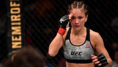 Karolina Kowalkiewicz w walce z Xiaonan Yan na UFC Auckland (fot. Getty Images)