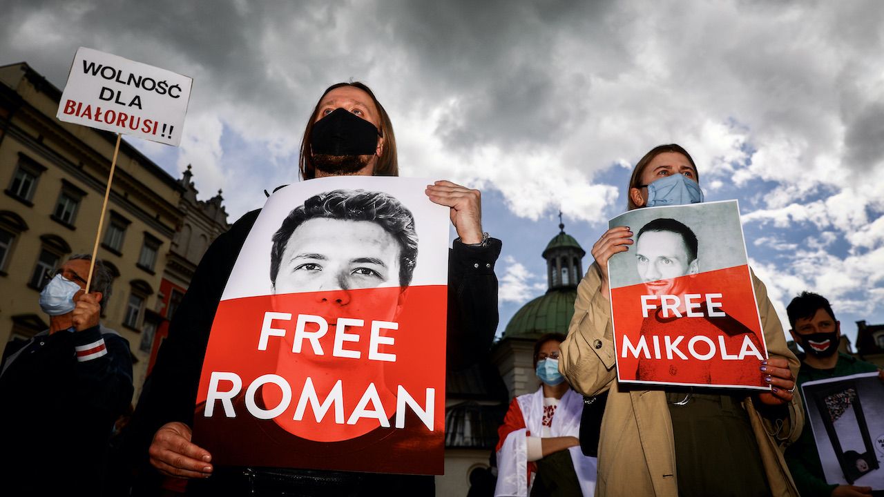 Represjonowani dziennikarze na Białorusi (fot. Beata Zawrzel/NurPhoto/Getty Images)