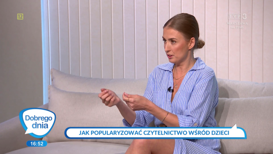 Rozmowa z Joanną Karczmarczyk, autorką wywiadu z Agnieszką Karp-Szymańską na temat popularyzacji książek wśród dzieci / fot. TVP3 Warszawa