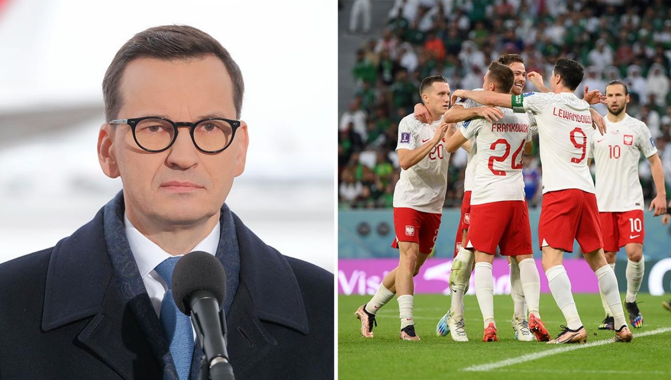 Mateusz Morawiecki o polskiej piłce i działaniach FIFA (fot. PAP/Mateusz Marek; Shaun Botterill - FIFA/FIFA via Getty Images)