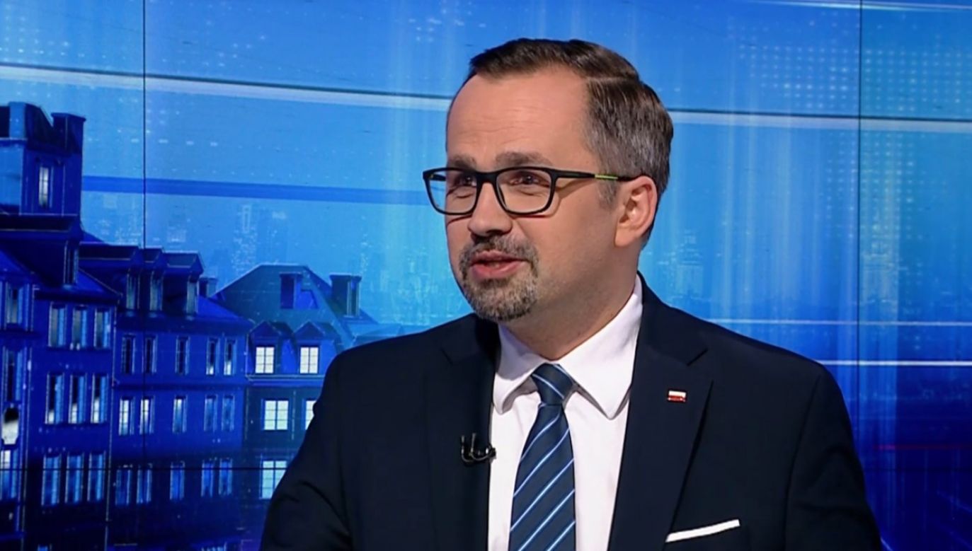 Marcin Horała w „Gościu Wiadomości” (fot. TVP Info)
