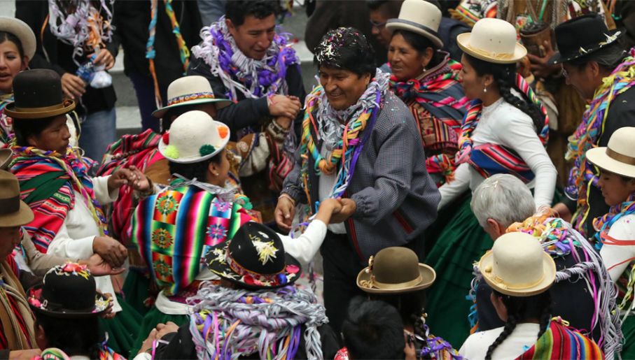 Morales pochodzi z ludu Ajmarów (fot. PAP/EPA/Martin Alipaz)