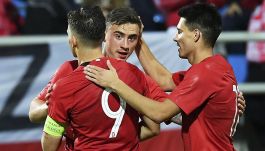 Dawid Kownacki, Filip Jagiełło i Bartosz Kapustka (fot. PAP)