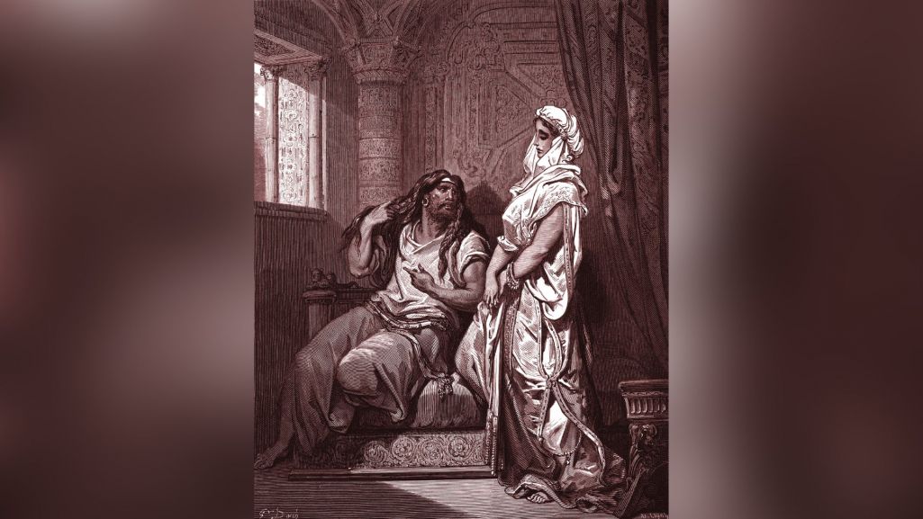 Samson i Dalila, scena biblijna. Drzeworyt autorstwa Gustave'a Doré. Fot. Bridgeman/Getty Images