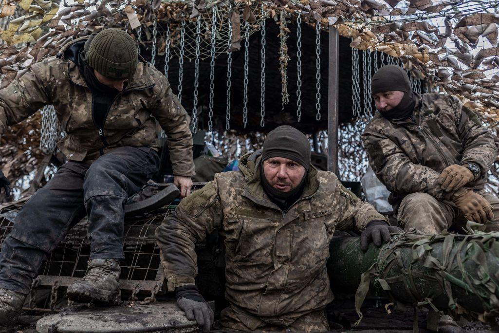 Украінскія вайскоўцы каля Бахмуту, 8 лютага 2024 г. (Фота: AA/ABACA / Abaca Press / Forum)