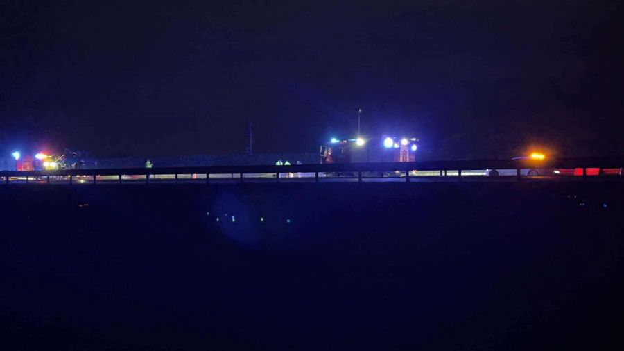 Buk. A2. Bardzo poważny wypadek na autostradzie. Lądował śmigłowiec (fot. Piotr Nagoda)