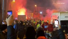 Zamieszki przed meczem Legii z Aston Villą (fot. TVP Sport)