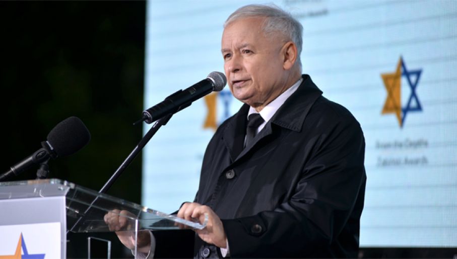 Prezes PiS Jarosław Kaczyński powiedział, że Holokaust „był arcyzbrodnią” (fot. PAP/Marcin Kmieciński)