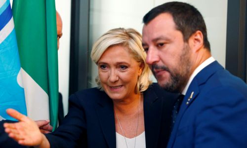 Matteo Salvini z Marine Le Pen w październiku 2018 roku w Rzymie. Fot. REUTERS/Max Rossi