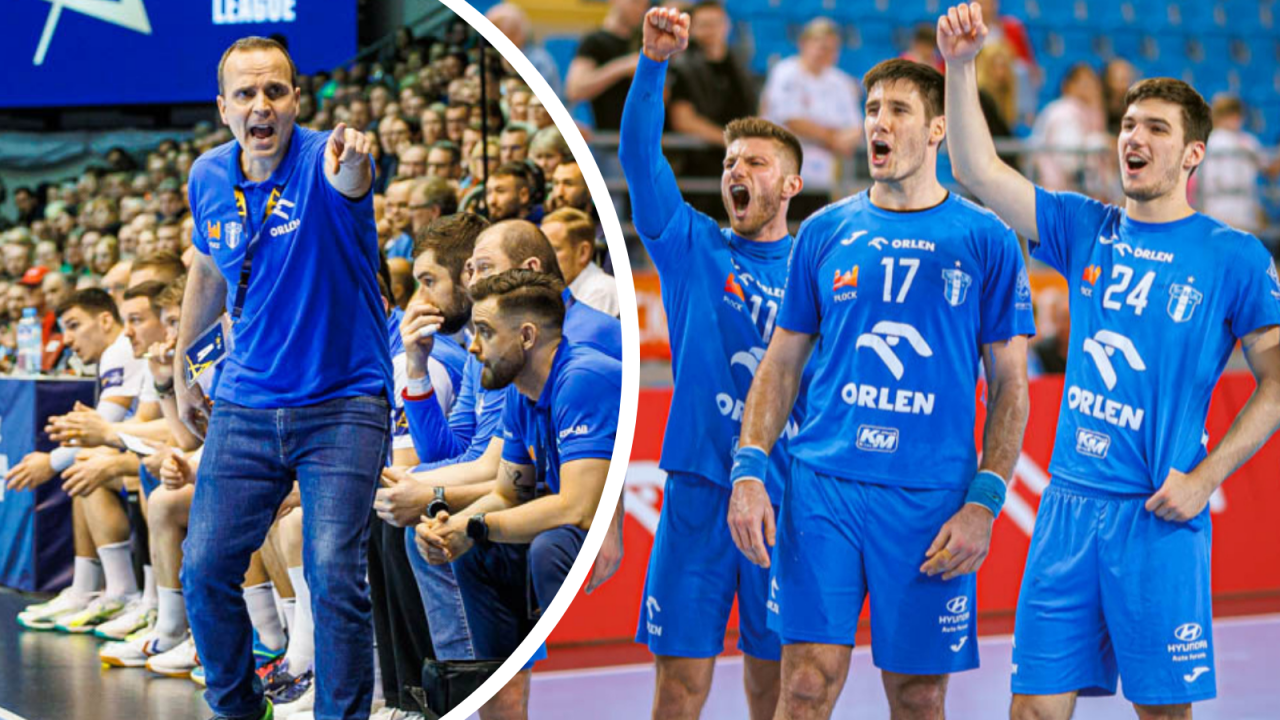 Trener Xavi Sabate i piłkarze ręczni Orlen Wisły Płock (fot. Jerzy Stankowski/Orlen Wisła Płock)