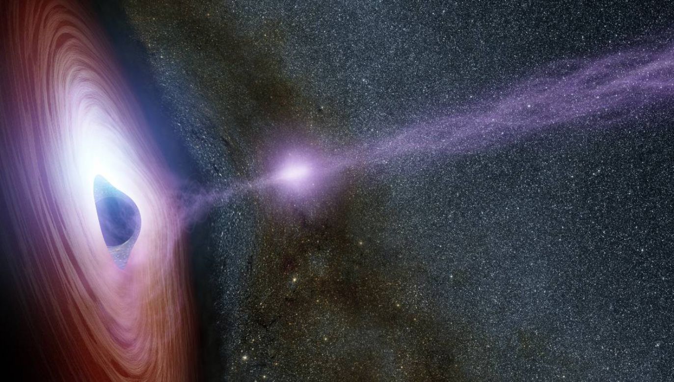 Czarna dziura znajduje się 9 mld lat świetlnych od Ziemi (graf. NASA/JPL-Caltech)