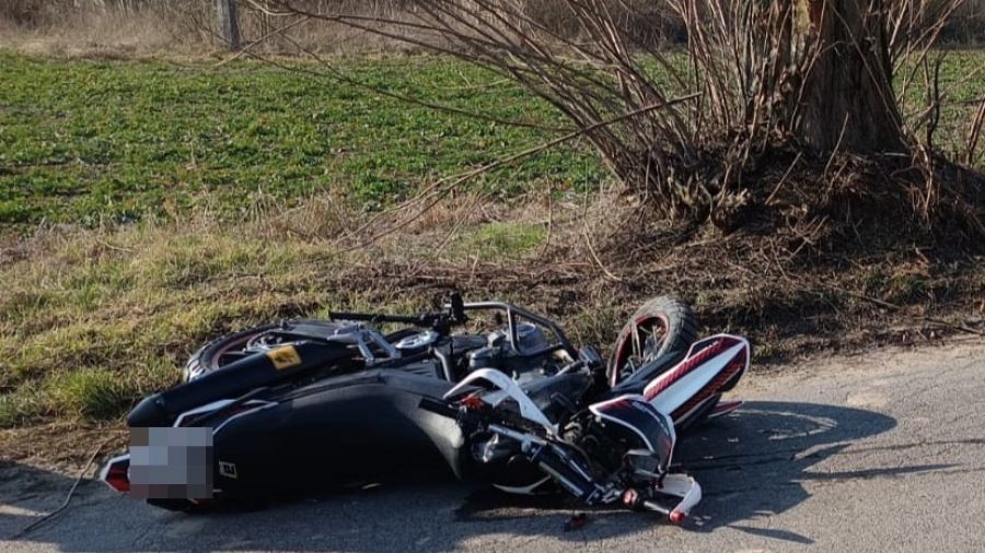 Łęki Wielkie – Wolkowo - wypadek motocyklisty - powiat grodziski - nie żyje 29-latek - KPP PSP Grodzisk Wlkp. - KPP Grodzisk Wlkp. (fot. KPP Grodzisk Wlkp.)