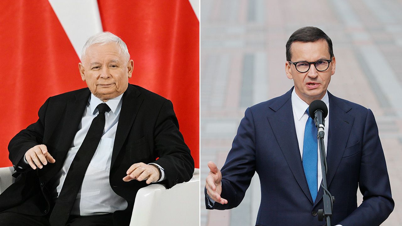 Jarosław Kaczyński (L), Mateusz Morawiecki (P) (fot. PAP/Darek Delmanowicz/EPA/SERGEY DOLZHENKO)