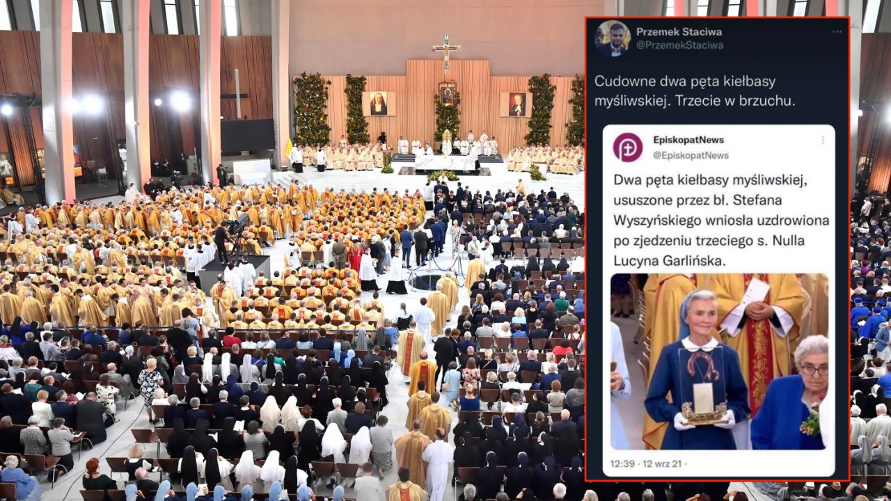 Msza beatyfikacyjna kardynała Stefana Wyszyńskiego oraz matki Elżbiety Róży Czackiej (PAP/Andrzej Lange, twitter.com/PrzemekStaciwa) Msza beatyfikacyjna kardynała Stefana Wyszyńskiego oraz matki Elżbiety Róży Czackiej (PAP/Andrzej Lange, twitter.com/PrzemekStaciwa)