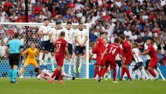 Euro 2020, Anglia – Dania, gol Damsgaarda (fot. Getty Images)