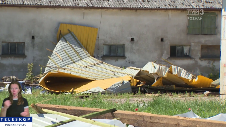 Powiat grodziski. Mówią, że to był koniec świata. Liczą straty po nawałnicy (fot. TVP3 Poznań)